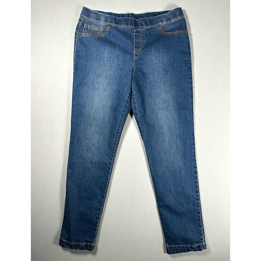 Faded Glory Women’s Blue Medium Wash Skinny Jeans Size 14 Pull-On Stretch Logo